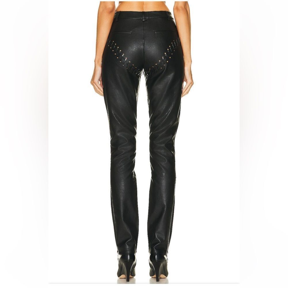 Miaou Jet Pant black faux leather stitched straight leg zippers FWRD $395 S - Picture 4 of 14